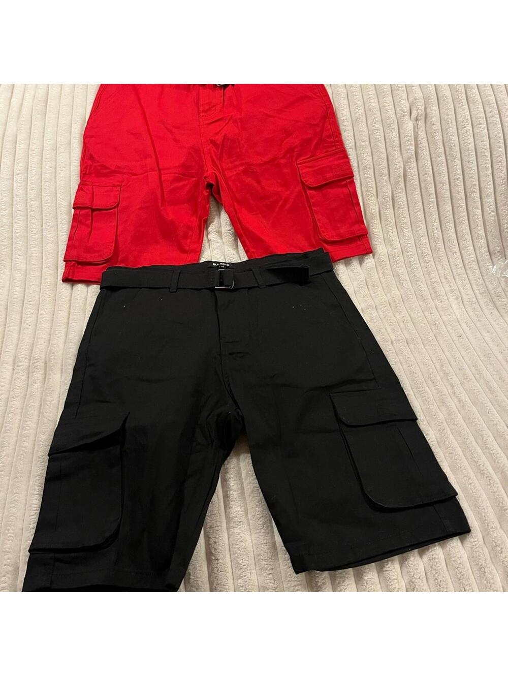 Blu Rock New York Red and Black Cargo Shorts Men’s Size 34